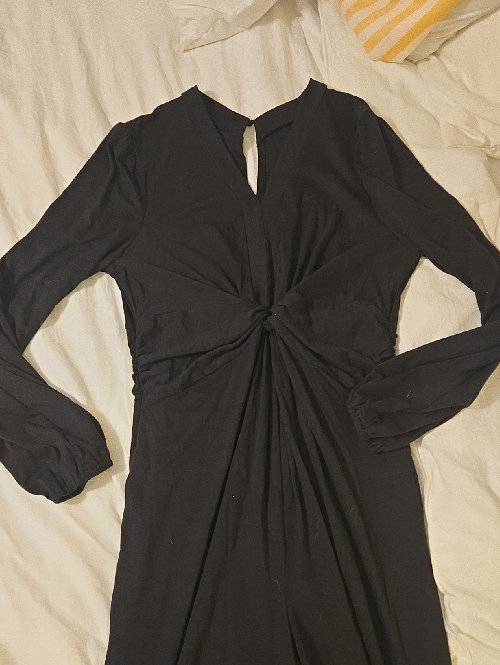 Black Long-Sleeve Twist-Knot Jumpsuit
